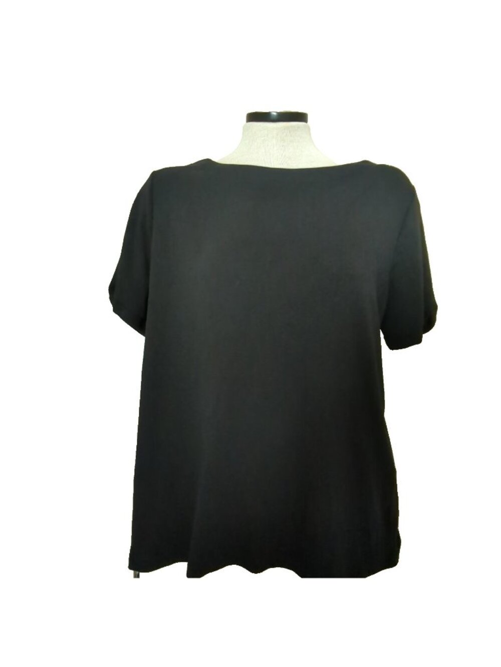 Chicos Short Sleeve Shirt Size 3(XL) Black Top Cotton Casual Comfortable-lp289